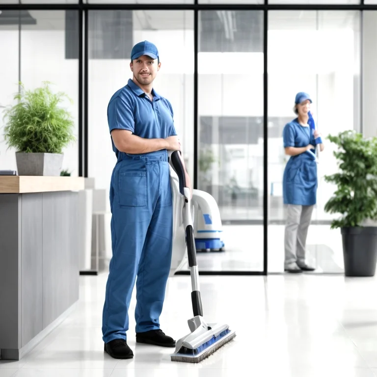 Técnico da JaniClean avaliando checklist digital de limpeza